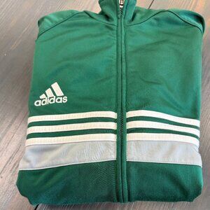 Adidas Track Jacket Men Large Emerald Green Full Zip Relaxed Retro Soocer Sweats